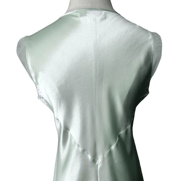 Oscar De La Renta Nightgown XS Pale Green Shiny Satin Romantic Chemise - Picture 10 of 12